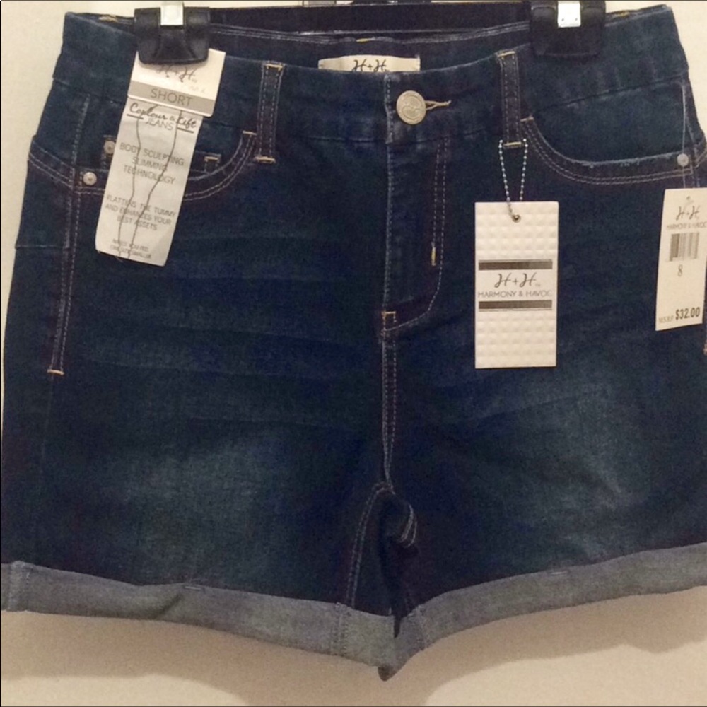 HARMONY & HAVOC DARK BLUE DENIM SHORTS